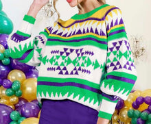 Load image into Gallery viewer, Multi Color Mardi Gras Printed Sweater