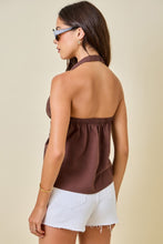 Load image into Gallery viewer, Brown Halter Frnt Cut Out Top