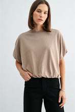 Load image into Gallery viewer, Taupe Balloon Slv Bubble Hem Tee