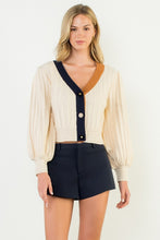 Load image into Gallery viewer, Cream Colorblocked Knit Cardigan (THML)