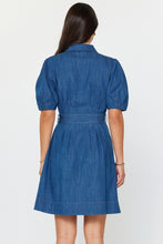 Load image into Gallery viewer, Denim Collared Belted Button Down Mini Dress