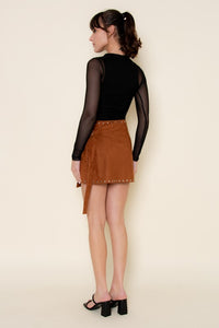 Black Shirring LS Bodysuit