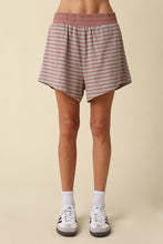 Load image into Gallery viewer, Grey/Mauve Striped Soft Top + Shorts Set