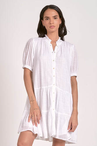 White Cotton Button Dress