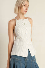 Load image into Gallery viewer, White Pinstripe Seersucker Top