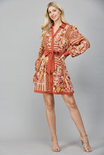 Load image into Gallery viewer, Brown Multi Print LS Shirt Dress