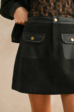 Load image into Gallery viewer, Black Suede/Leather Contrasted Skirt