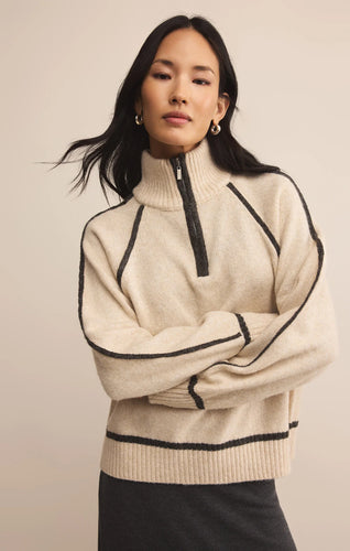 Z Supply Lt. Oatmeal Heather Alps Half Zip Sweater