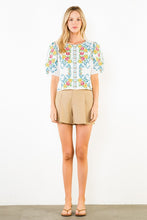Load image into Gallery viewer, Cream Floral Embroidered Top w/ Scallop Neckline (THML)