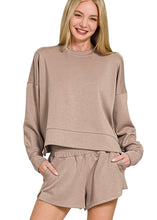 Load image into Gallery viewer, Scuba LS Sweatshirt &amp; Shorts Set Cocoa