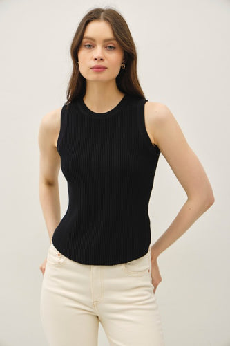 Black Fitted Ribbed Tank Top