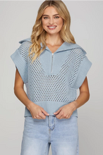 Load image into Gallery viewer, Light Blue Collared Half Zip