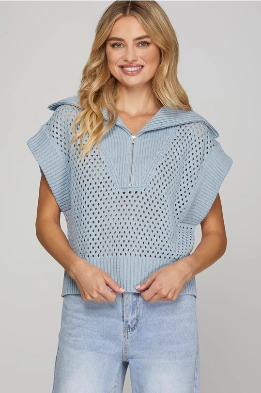 Light Blue Collared Half Zip