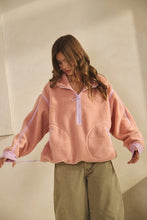 Load image into Gallery viewer, Mauve/Lt. Pink Fleece Zipper Pullover