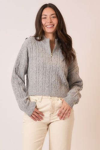 Heather Grey Brushed Zip Sweater
