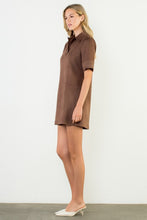 Load image into Gallery viewer, Dark Brown SS Collared Suede Dress (THML)