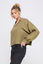 Load image into Gallery viewer, Dolman Collared LS Blouse Olive