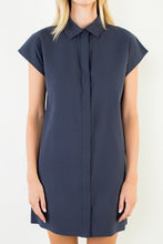 Load image into Gallery viewer, Navy Button Down Collared Short Dress (THML)