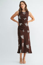 Load image into Gallery viewer, Brown Embroidery Slvls Long Dress