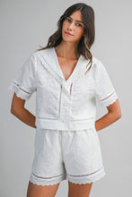 Load image into Gallery viewer, Off White Embroidery SS Top + Shorts Set