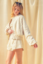 Load image into Gallery viewer, Ecru Floral Jacquard Zip Up Jacket