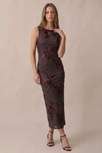 Load image into Gallery viewer, Brown Floral Mesh Midi Dress
