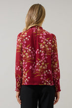 Load image into Gallery viewer, Floral Deep Red Smocked Front Top