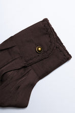 Load image into Gallery viewer, Stitched Cuff Button Up Cropped Blouse Chocolate