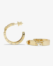 Load image into Gallery viewer, Melinda Maria Ashley Lock Hoops 1”-Gold/White