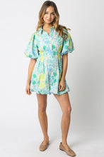 Load image into Gallery viewer, Lime Multi Floral Puff Slv Dress