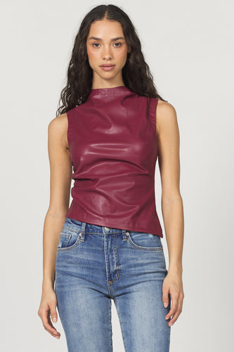 Shaunee Leather Slvls Top Maroon