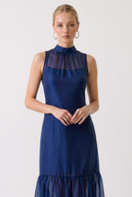 Load image into Gallery viewer, Navy Organza Halter Maxi Dress