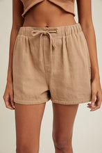 Load image into Gallery viewer, Mocha Cotton Drawstring Shorts