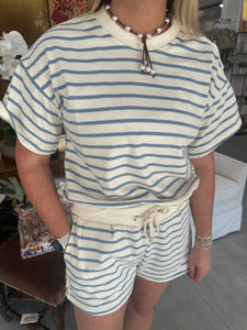 Light Blue Striped Gold Button Set
