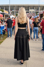 Load image into Gallery viewer, Black/Taupe Lace Trimmed Top + Skirt Set
