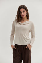 Load image into Gallery viewer, Eggshell Cowl Neck LS Knit Top