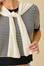 Load image into Gallery viewer, Black Striped SS Sweater w/ Shawl Set