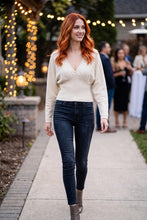 Load image into Gallery viewer, Ivory V-Neck Cropped Sweater