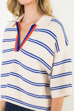Load image into Gallery viewer, Blue Striped SS Knit Top (THML)