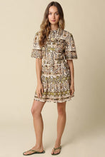 Load image into Gallery viewer, Natural Olive Printed Button Down Belted Dress