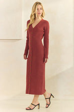 Load image into Gallery viewer, Sienna LS Button Down Sweater Dress