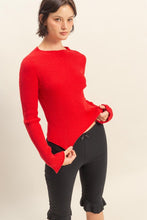 Load image into Gallery viewer, Red LS Knit Top