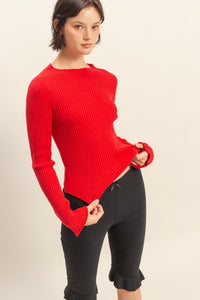 Red LS Knit Top