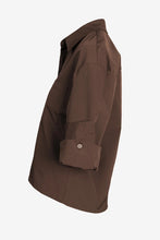 Load image into Gallery viewer, Rolled Sleeve Button Up Blouse Chocolate