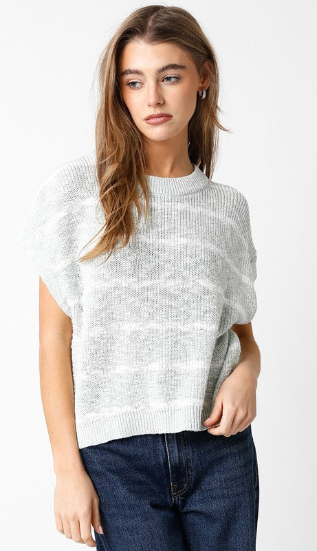 Mint/White Striped Knitted Top