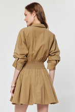 Load image into Gallery viewer, Camel Corduroy 3/4 Slv Elastic Waist Dress