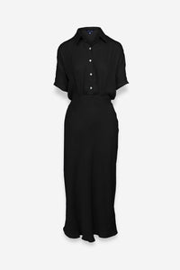 Black Button Up Midi Shirt Dress