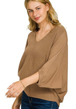 Load image into Gallery viewer, Deep Camel Viscose V-Neck Dolman Sweater
