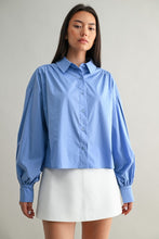 Load image into Gallery viewer, Blue Oversized LS Crop Shirt
