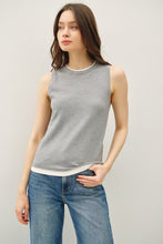 Load image into Gallery viewer, Heather Grey Soft Faux Layered Sweater Tank Top